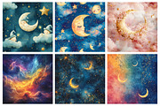 Whimsical Celestial Digital Paper, a Texture Illustration by RobertsArt (Thumbnail 6 of 7)
