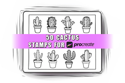 50 Cactus Procreate Stamps Brushes