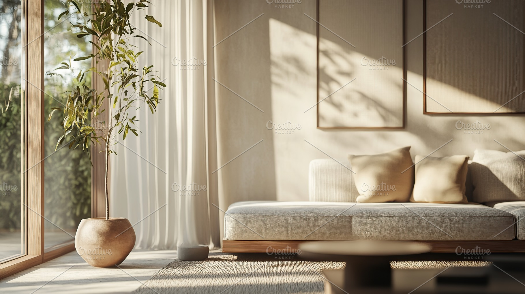 Beautiful living room in pastel colors with coastal interior, a Photo by AlyaAnd