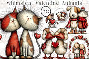 whimsical valentine animals clipart, an Illustration by CreationArt (Thumbnail 1 of 5)