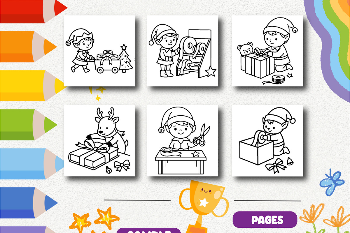 Christmas Ribbon Shop Coloring, a Seasonal Illustration by Design Zone (Photo 3 of 5)