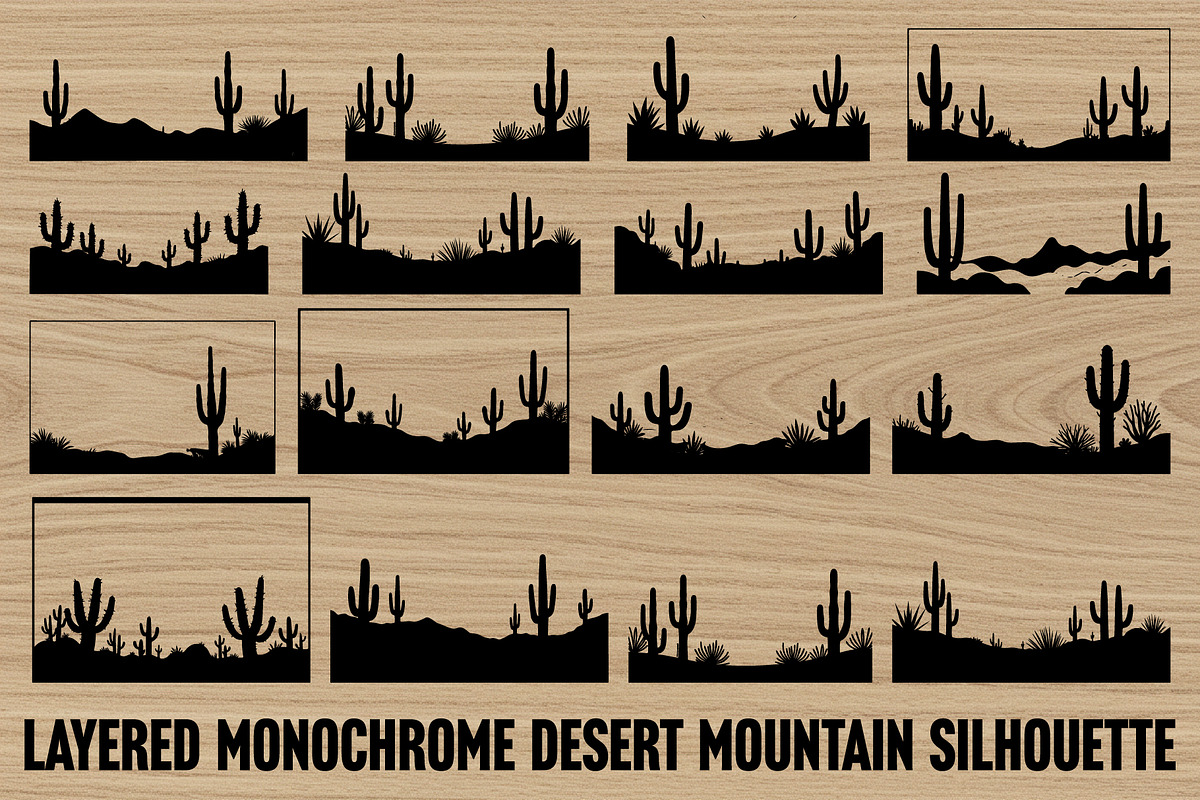 Wild Desert Cactus Scene Set, an Illustration by Creativeshirt