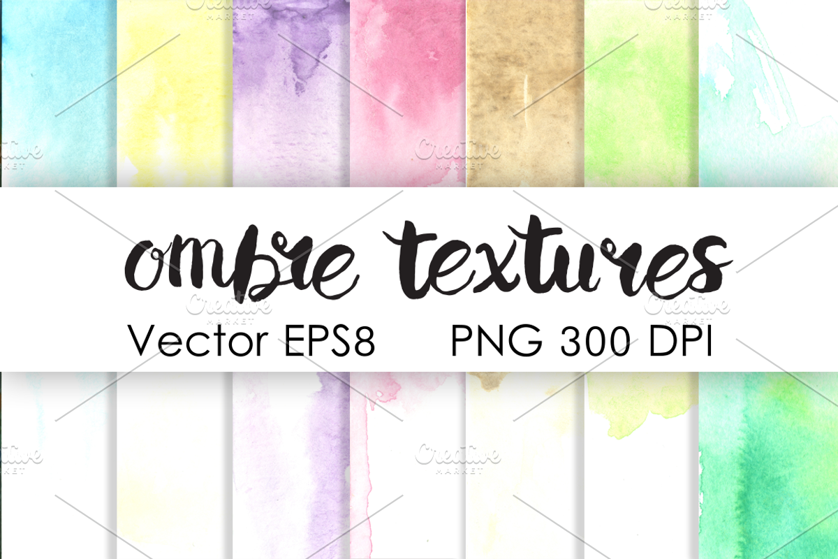 Ombre watercolor pastel textures set, a Texture Graphic by mcherevan (Photo 1 of 3)