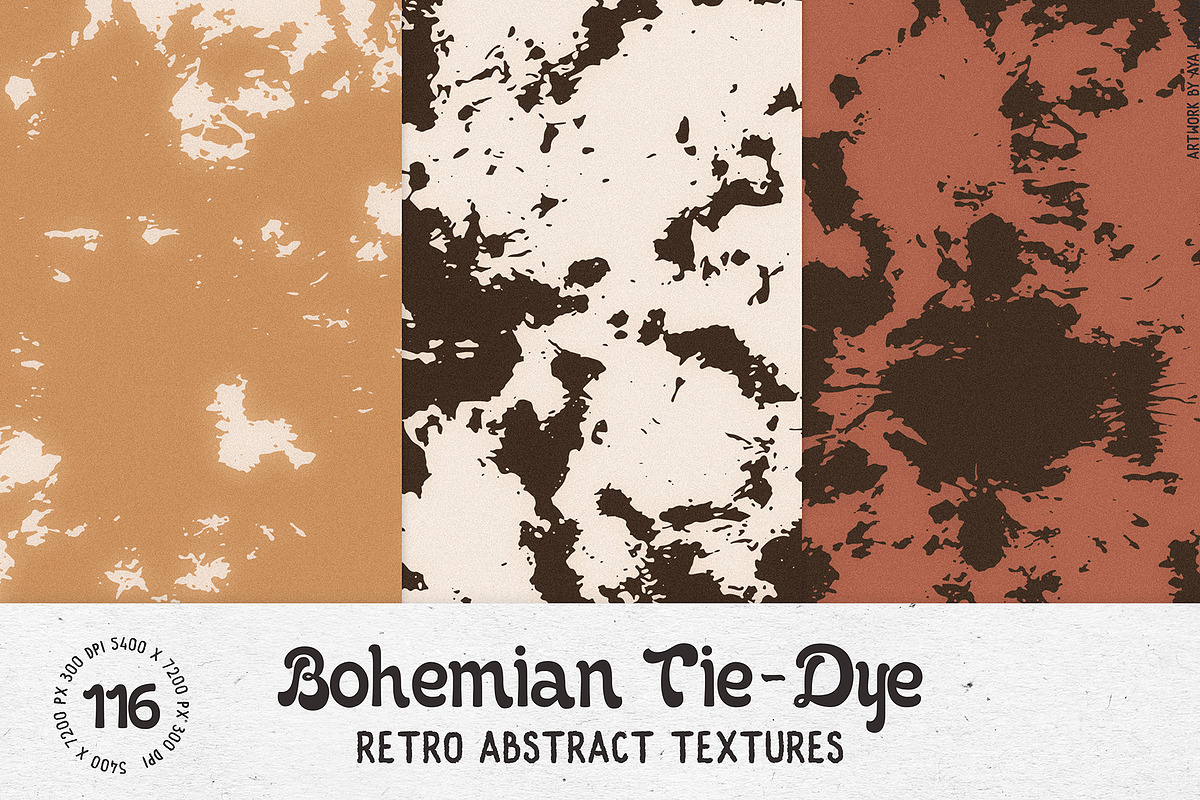 Bohemian TieDye Retro textures, a Texture Graphic by AyaLormus (Photo 9 of 17)
