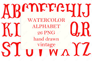 Fishtail Red Watercolor Letters PNG