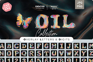 Oil Slick Liquid Letters Overlays, a Symbol Font by PhotoSpirit