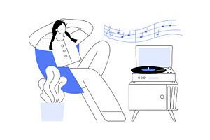 Listening to vinyl isolated cartoon, a Person Illustration by Visual Generation