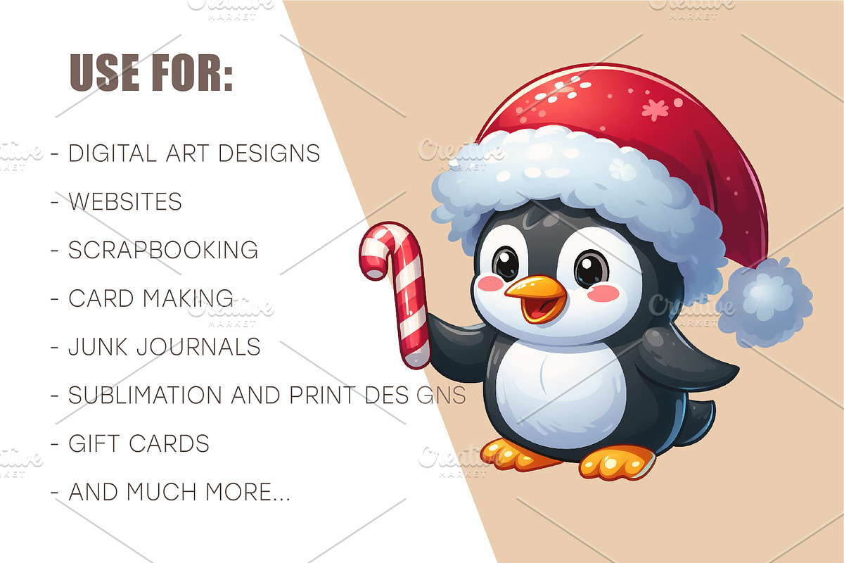 Christmas penguin. Clipart, PNG., an Animal Illustration by KENO Mascots (Photo 8 of 8)