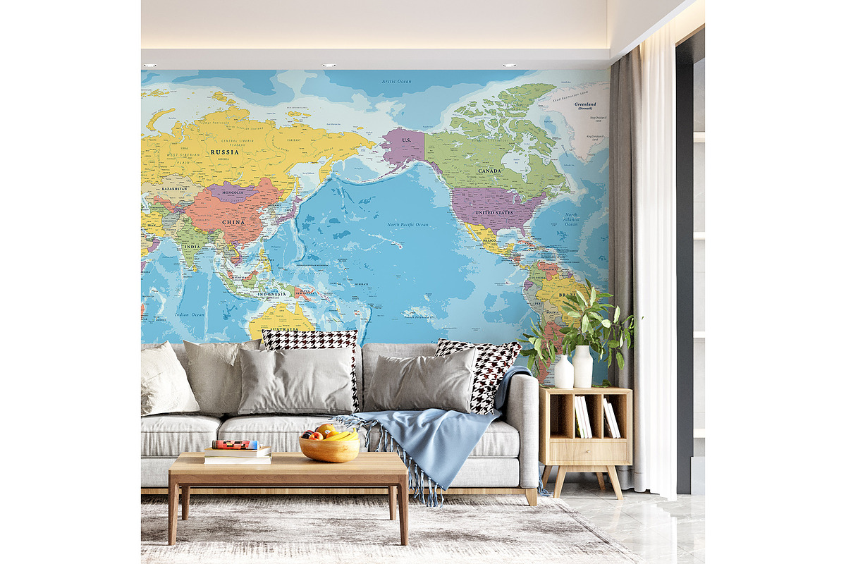 Vector World Map - Pacific View, a Graphic by PorcuPen Works (Photo 3 of 6)