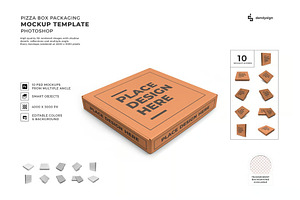 Pizza Box Packaging Mockup Template, a Packaging Mockup by DesignRushMarket