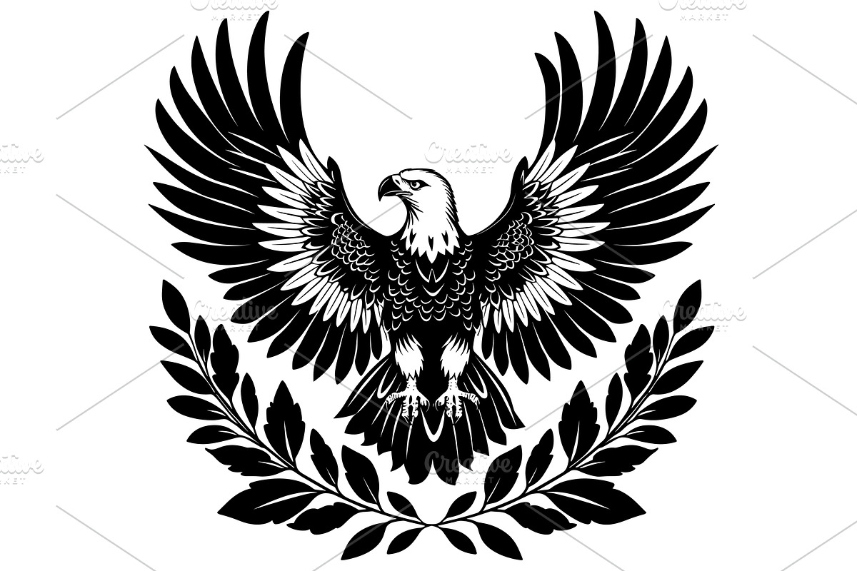 Eagle coat of arms. Bald eagles bird, an Animal Illustration by LadadikArt