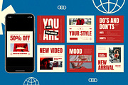 Red Bold Clean Fashion Instagram Set, a Social Media Template by Aiyari Graphic (Thumbnail 3 of 5)