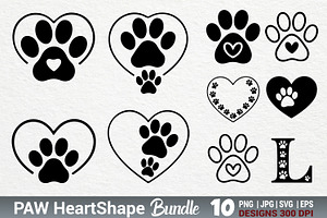 Paw Heart Shape SVG PNG Bundle, a Photo by Actual Pixel