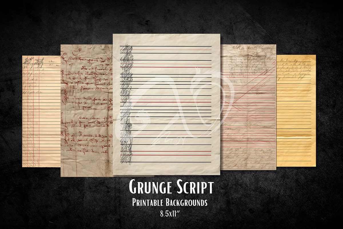 Grunge Script: Vintage Ephemera, a Background Graphic by NiiiNArt