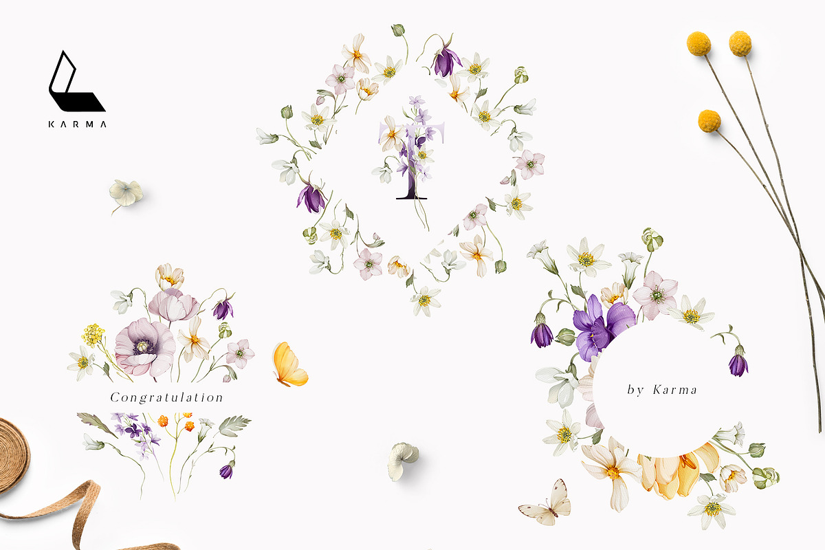 4-in-1 Watercolor Floral Bundle 02, an Illustration by Karma (Photo 28 of 34)