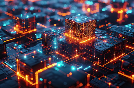 An abstract image of a 3D digital tu, a Photo by LOGOCREATIVE