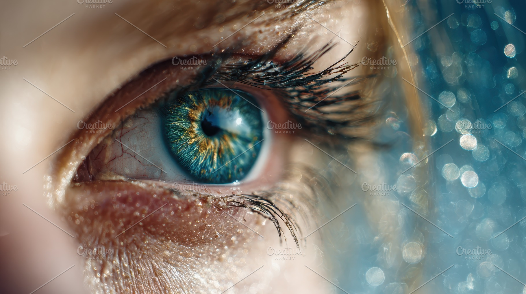 Closeup of a mesmerizing blue eye sp, a Photo by Pixeness Studio