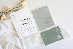 Sage Green Wedding Invite Template, an Invitation Template by Cottontail Paper Shop