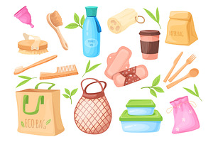 Zero waste items. Reusable products, an Illustration by Stock-Smart-Start