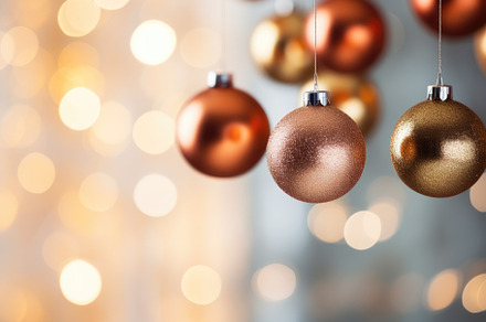Christmas baubles on bokeh backgroun, a Photo by Iftikhar Alam