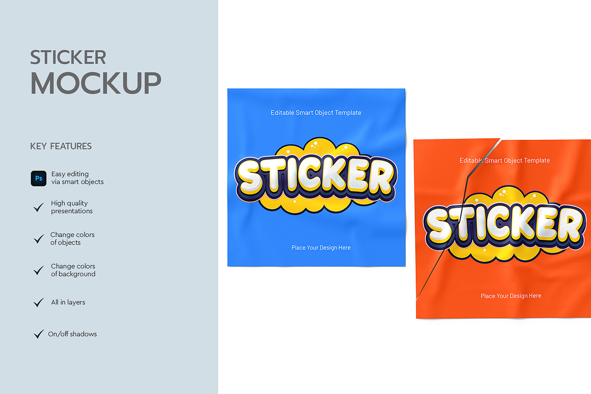 Realistic Sticker Mockup Set