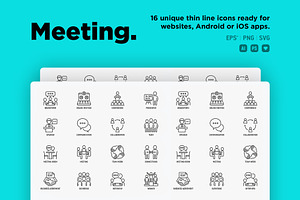 Meeting 16 Thin Line Icons