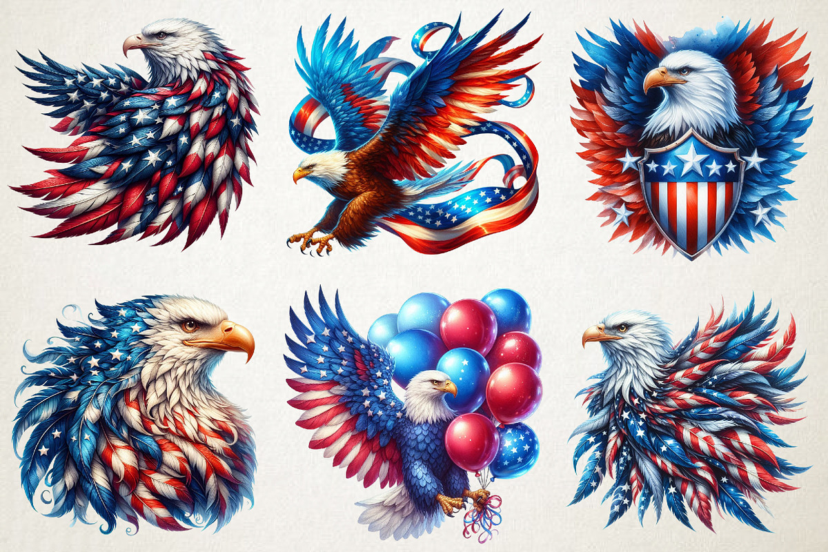 Watercolor USA Patriotic Eagle PNG, a Seasonal Illustration by RobertsArt (Photo 3 of 5)
