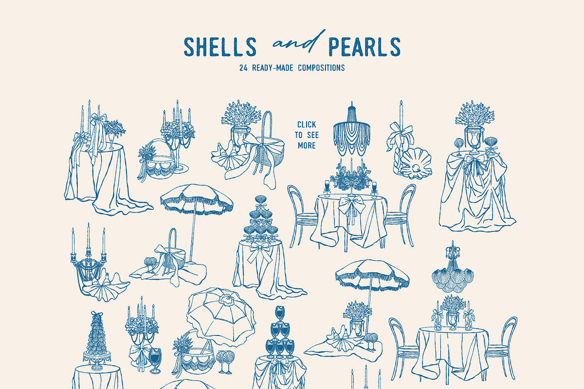 Shells and Pearls Coastal Vector Set, an Object Illustration by VerAna (Photo 3 of 18)