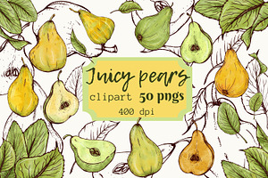 Juicy pears set clipart