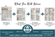Ash Gray Linen Patchwork Papers, an Illustration by NiiiNArt (Thumbnail 2 of 8)