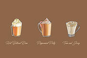 Hot drinks set. Vector illustrations, a Food Illustration by Svitlo illustrations (Thumbnail 5 of 5)