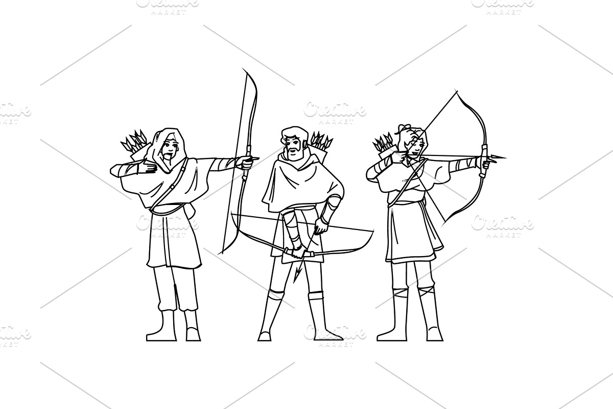 arrow archer medieval vector, a Person Illustration by pikepicture