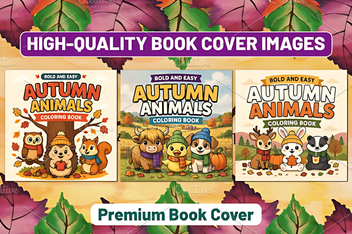 BOLD EASY AUTUMN ANIMALS COLORING, a Seasonal Illustration by Design Station (Photo 3 of 4)