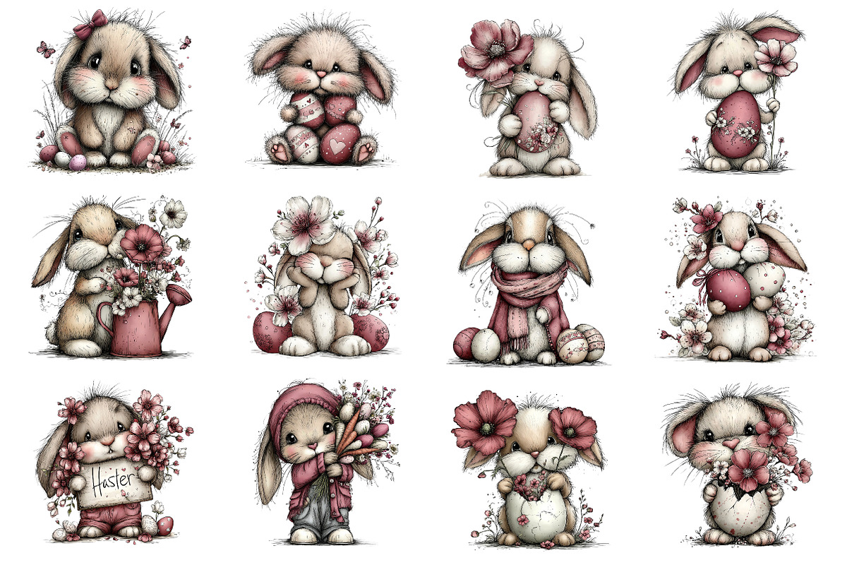 Whimsical Easter Bunny Clipart, an Illustration by Dream Creation (Photo 2 of 6)