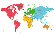 8x Colorful World Maps by Continents, an Education Illustration by asantosg (Thumbnail 2 of 8)
