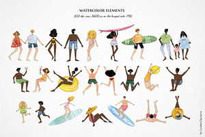 Watercolor Summer Beach Clipart