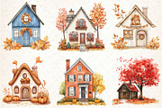 Autumn Houses Clipart, an Illustration by Libby Wishes (Thumbnail 5 of 7)