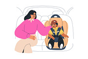 Kids sitting in baby car seats set, a Transportation Illustration by Good Studio (Thumbnail 3 of 6)