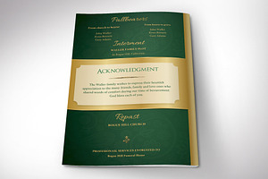 Green Gold Regal Funeral Program Wrd