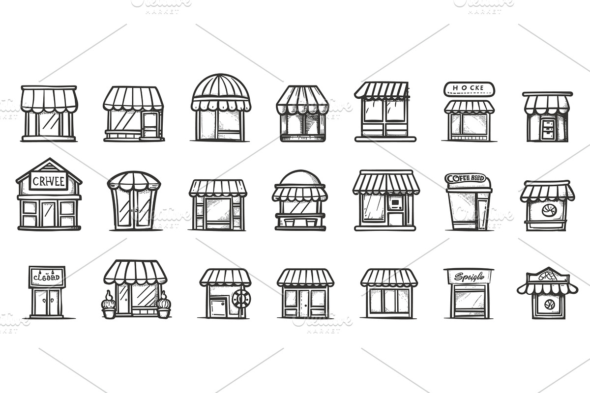 Shops, Cafes and Mini-Markets, an Object Illustration by LadadikArt