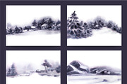 Watercolor Winter Landscapes Set, a Texture Illustration by Nuburu (Thumbnail 5 of 14)