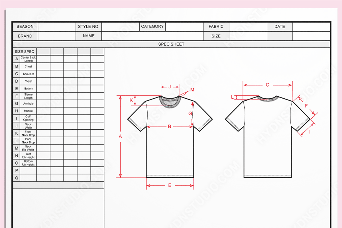T-Shirts Vector & Size Spec Sheet, an Illustration by HYDNSTUDIO (Photo 2 of 2)
