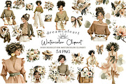 Stylish Watercolor Clipart Set, an Illustration by DreamCafeArt (Thumbnail 1 of 6)