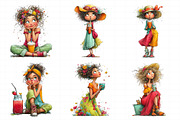 Whimsical Summer Coffee Girl Clipart, an Illustration by Daily.Designs (Thumbnail 4 of 8)
