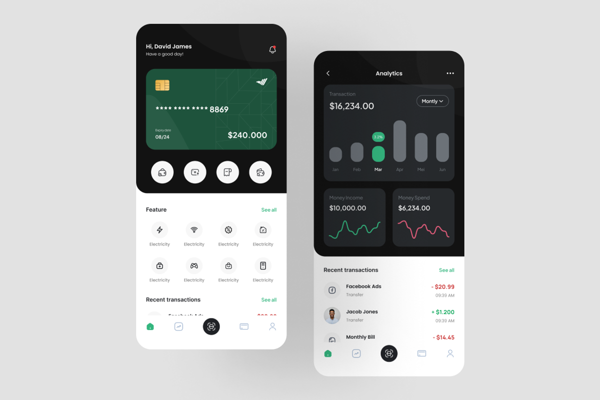 MBank - E-Wallet App UI Kit, an UI Kit Template by iDoodle Studio (Photo 2 of 4)