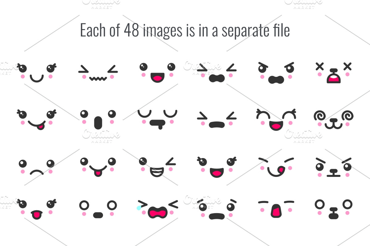 48 cute kawaii faces, a Person Illustration by Primula`s shop (Photo 2 of 3)