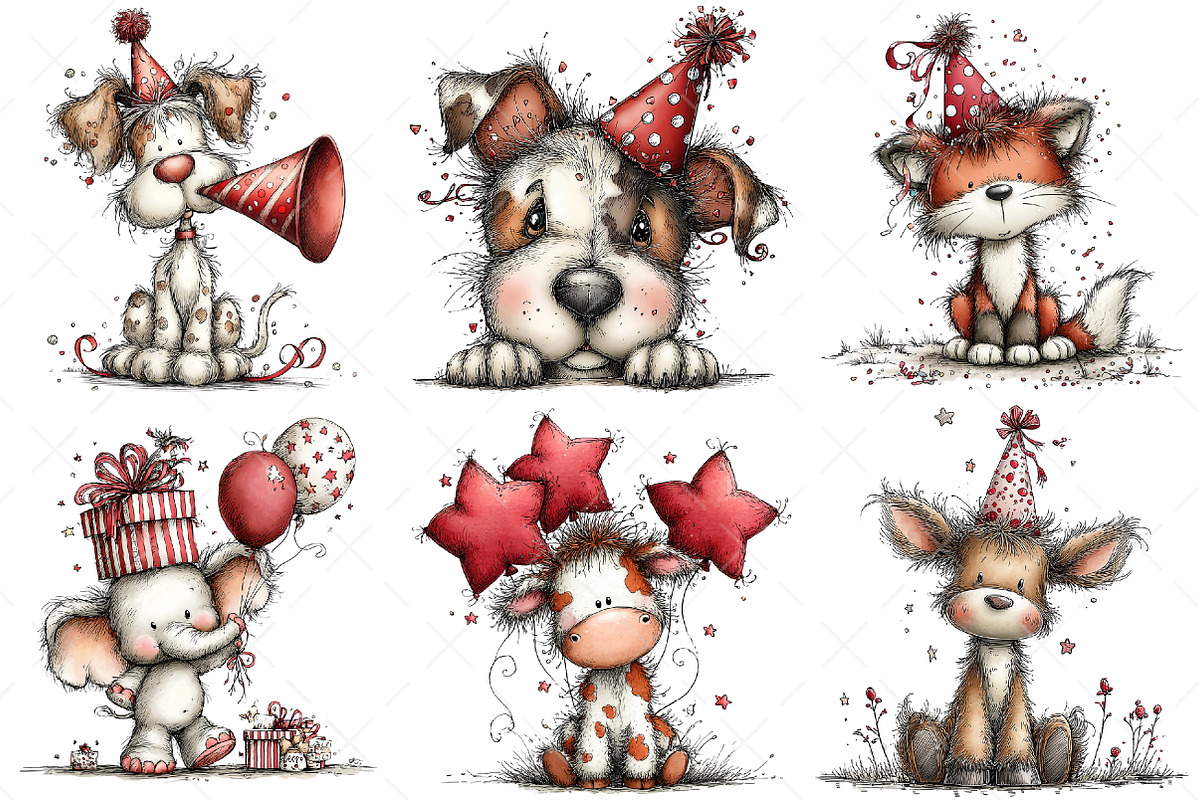 Whimsical Birthday Party Animals Png, an Illustration by Craft Nest (Photo 8 of 11)