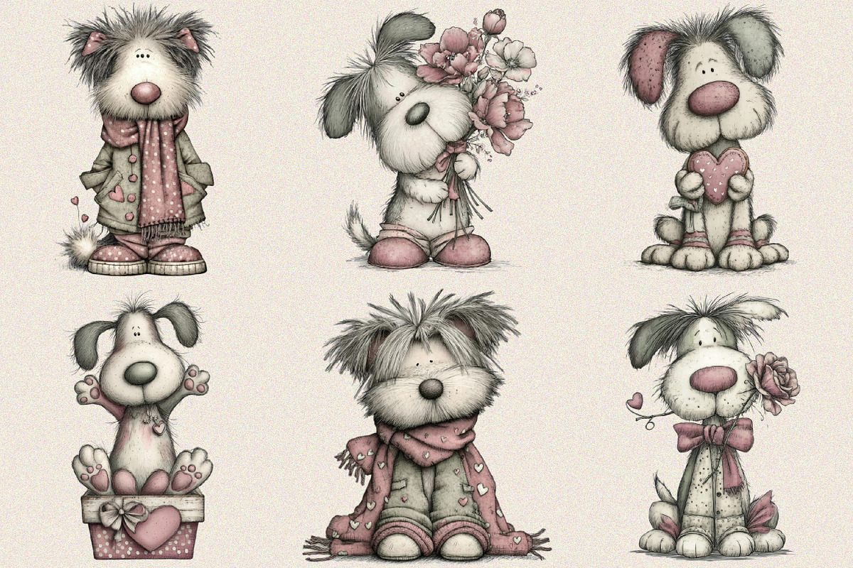 Whimsical Valentine Funny Dog Clipar, an Illustration by SVGArt (Photo 7 of 8)