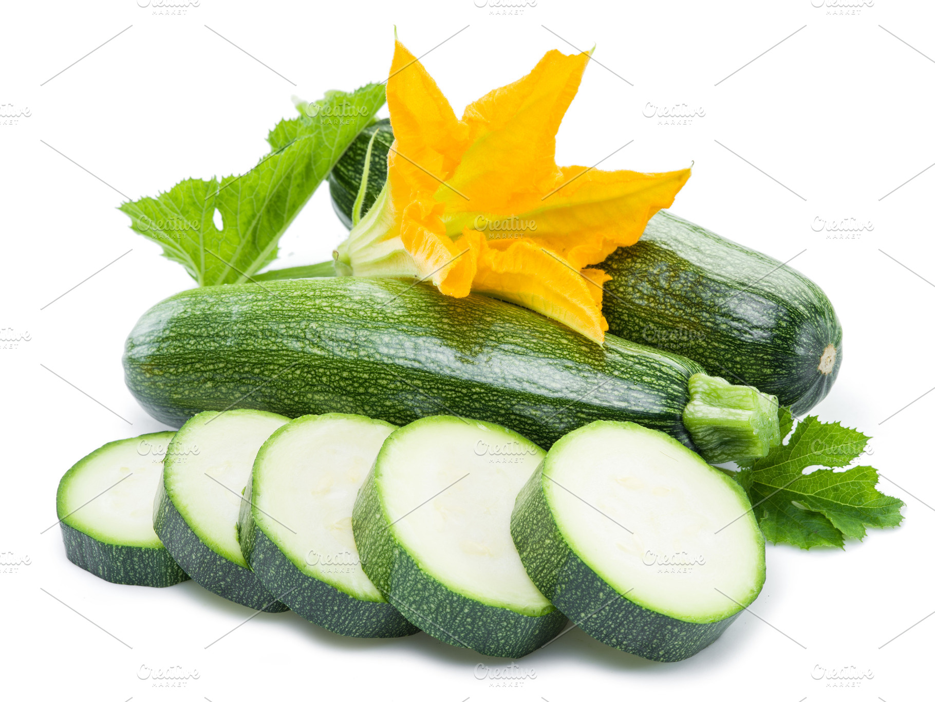 Zucchini on a white background., a Food & Drink Photo by Volff