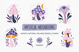Mystical Mushrooms Clipart Set